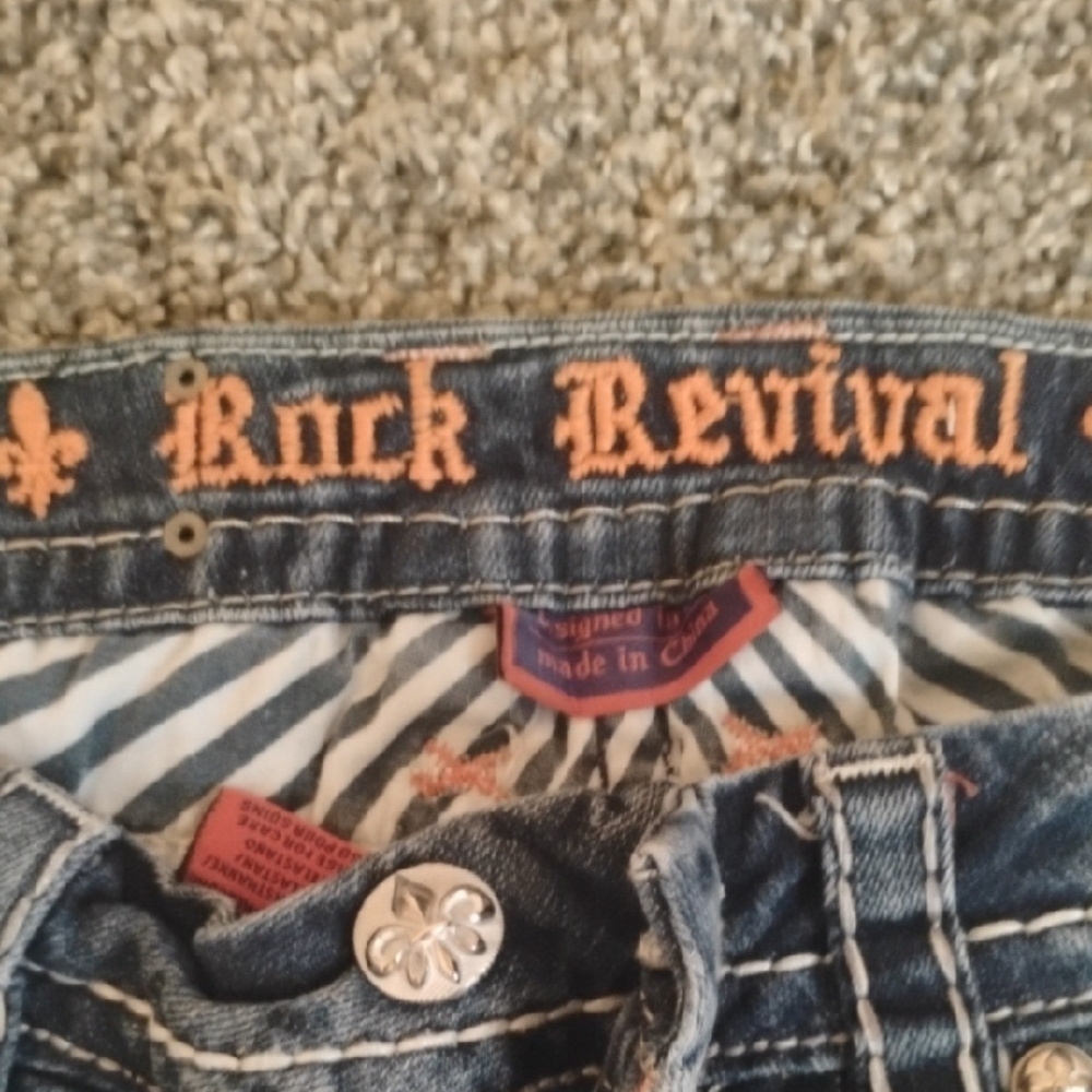 Rock Revival Blue and Orange Denim Jeans